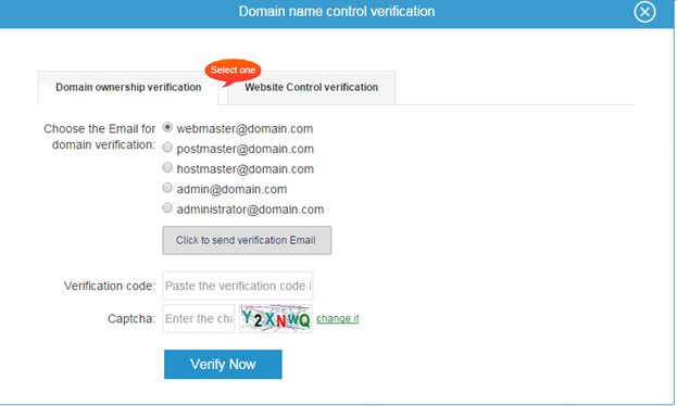 WoSign domain validation method form