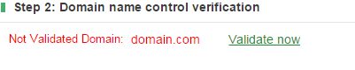Domain validation error message